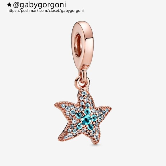 Pandora Sparkling Starfish Dangle Charm - Picture 1 of 6